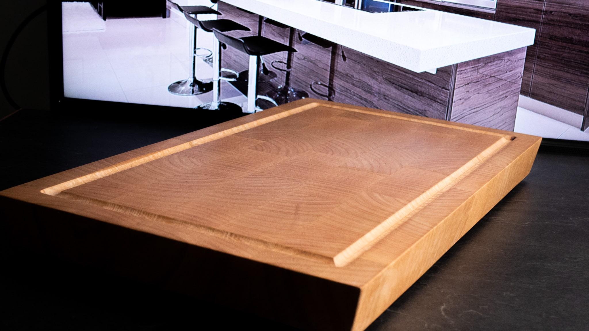 Stirnholz-Schneidebrett-Kirsche-Bayerwald-Hanmade-Seitenansicht Stirnholz Schneidbrett Kirsche Bayerwald Handmade