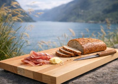 skandinavisches Schneidebrett Birke am Fjord