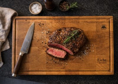 Stirnholz Schneidebrett Eiche Draufsicht