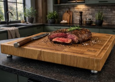 Stirnholz Schneidebrett Eiche mit Füßchen